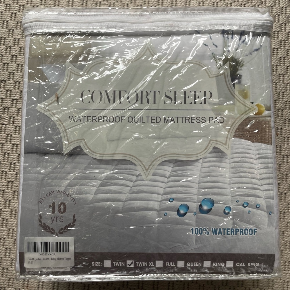 Comfort Sleep Waterproof Quilted Mattress Pad - White